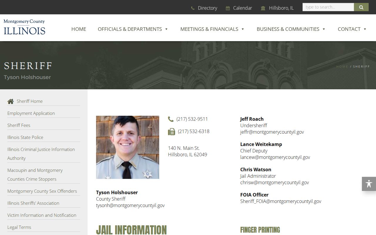 Montgomery County arrest lookup Sheriff and jail information