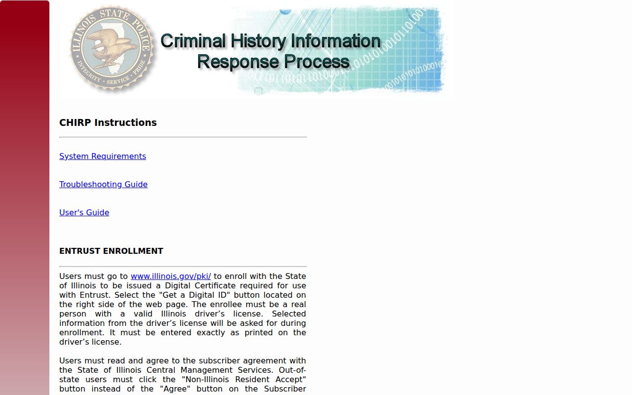 Montgomery County criminal history ISP CHIRP portal