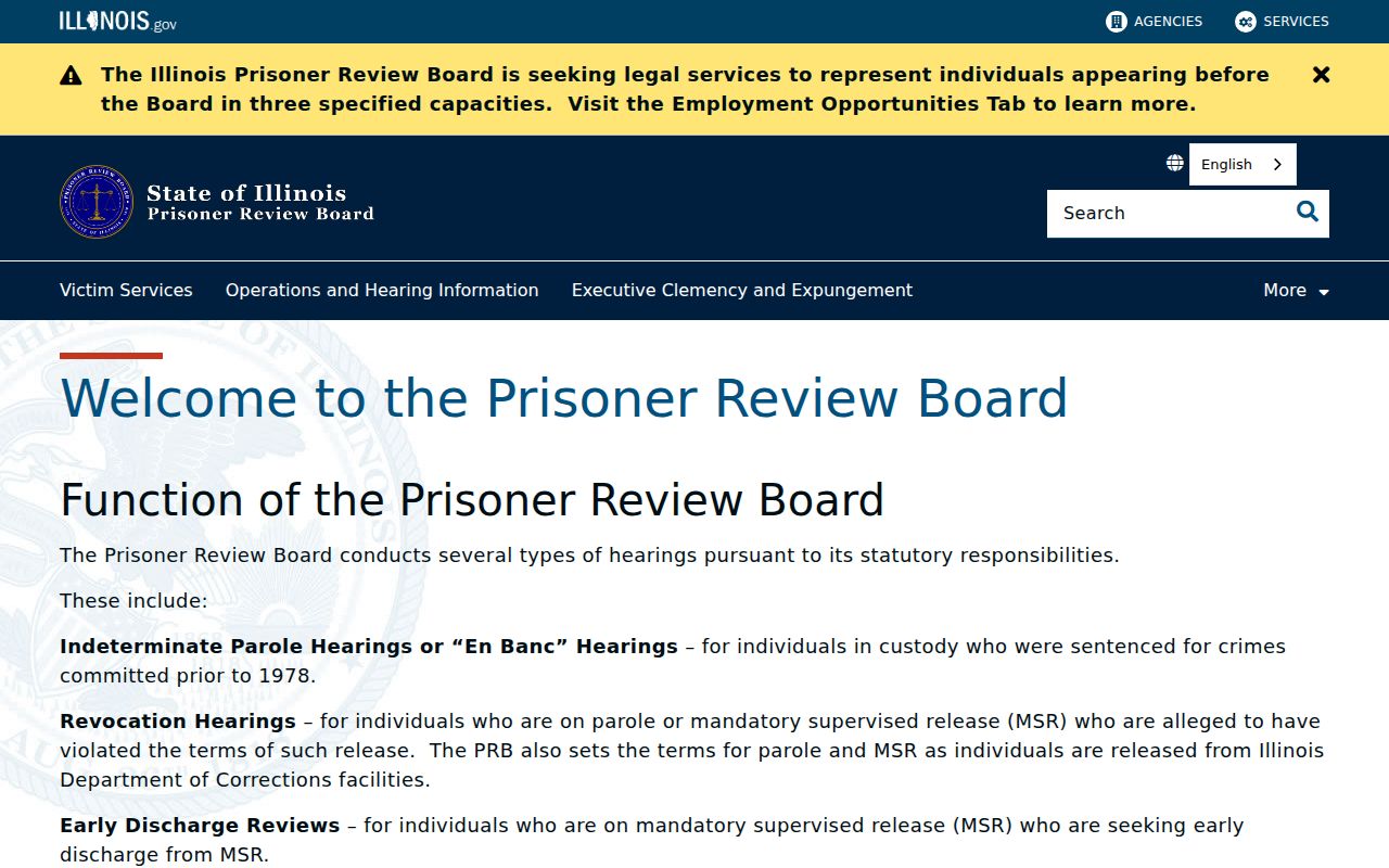 Montgomery County criminal history Illinois Prisoner Review Board